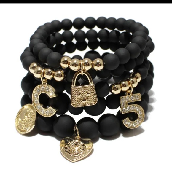 Jewelry - LAST 1! Fashion Jewelry Black 5 PC Multi-color Fashion Beaded Bracelets Set